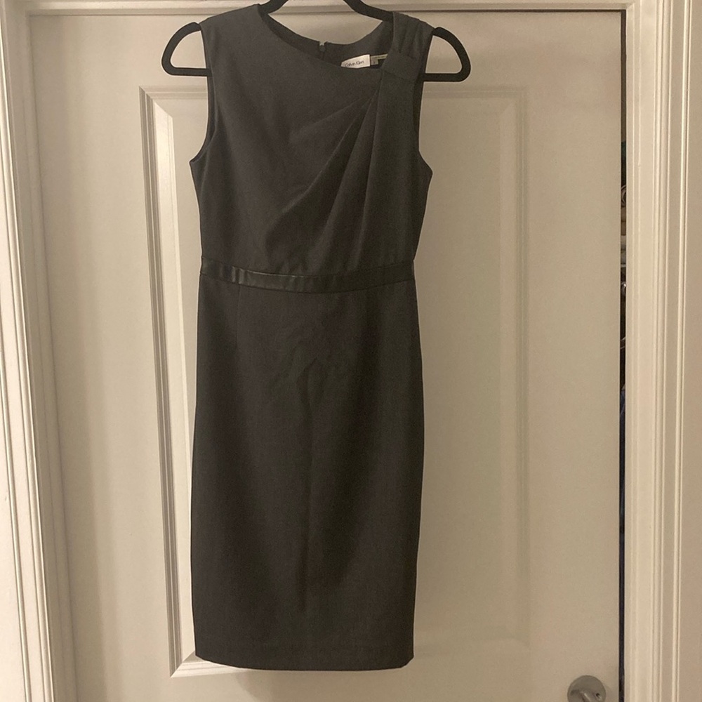 Calvin Klein Black Asymmetrical Sheath Dress Cocktail